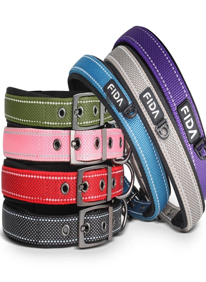 Fida Heavy Duty Dog Collar, Ultra Comfortable Soft Neoprene Padded, Adjustable Reflective Nylon Pet Collar with Durable Metal Belt Buckle for Medium Breeds (M, Purple) - Image 2